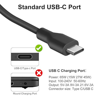 USB C Charger Compatible with Lenovo Laptop Chromebook Charger 65W 45W Type C Fast Power Adapter