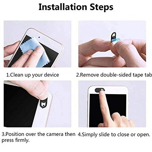 Webcam Cover, Ultra-Thin Camera Blocker Slider,Webcam Cover Slide Compatible with Laptop, Desktop, PC, Smartphone,Protect Your Privacy and Security - Black - color: Black (A)
