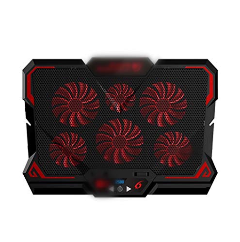 17 Inch Gaming Laptop Cooler Six Fan LED Screen Two USB Port Laptop Cooling Pad Notebook Stand for Laptop (Color : Red, Size : with Screen) (Red with Screen) - color: red, size: With screen