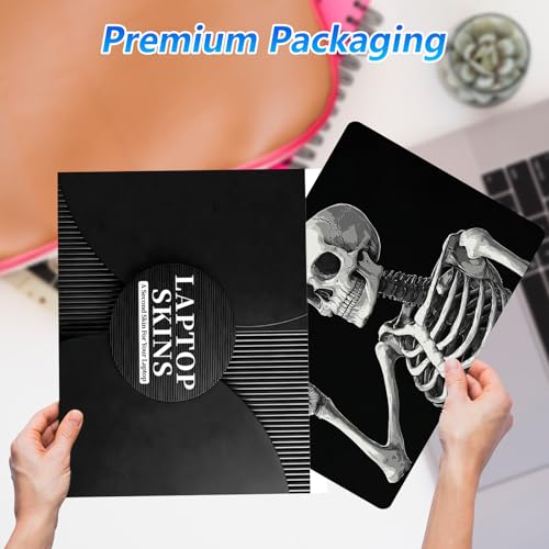 Universal Laptop Skin Sticker Decal with 2 Wrist Pad Skins, Waterproof Scratch Vinyl Cover for 11–15.6 Inch MacBook, HP, Dell, Lenovo, Cutable & Reusable,Funny Peace Sign Skeleton - color: Funny Peace Sign Skeleton