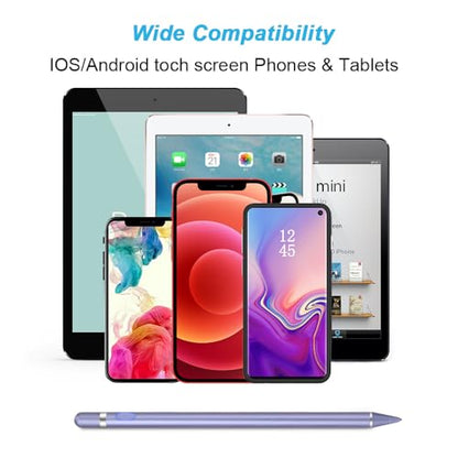 Active Stylus Pen for Touchscreen, iPad Pencil 1.5mm Fine Point Pen, Digital Pens Rechargeable for Tablet, Stylus Pens Compatible with iPad Air/Mini/Pro/Android/iPhone and Most Device - Purple - color: Purple