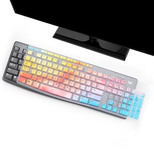 i-Tensodo Keyboard Cover for Logitech MK200 MK260 MK270 MK275 MK295 & K200 K260 K270 Keyboards, US Layout - Dazzling Multicolor Silicone Dust-Proof Washable Skin - color: Dazzling