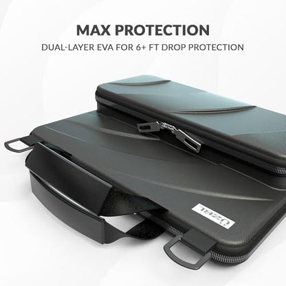 11-11.6 Inch Always-on Chromebook Protective Hard Shell Case Cover with Pouch and Shoulder Strap, Fits MacBook Neo 13 inch - color: Black PU