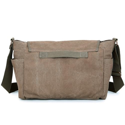 Sechunk Canvas Large Messenger Bag Shoulder bag Cross body bag Crossbody Bag - color: Coffee, size: Large