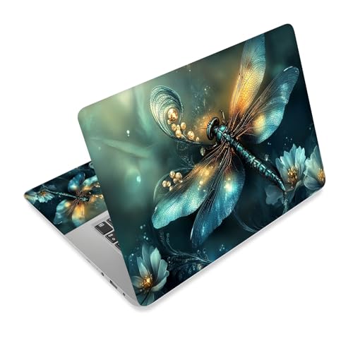 Universal Laptop Skin Sticker Decal,15.6 Inch Laptop Vinyl Cover for 13" 14" 15.6" Laptop,Scratch-Resistant Waterproof Protector Wrap,Reusable with Wrist Pads,Enchanted Dragonfly - color: Enchanted Dragonfly
