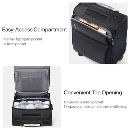 Hanke Underseat Carry On Luggage with Wheels, Spinner Small Suitcase, 16-Inch Rolling Under Seat Luggage, Softside Lightweight Carry On Bag for Airplane TSA Travel Personal Item, Black - color: Black, size: 16 Inch Underseat