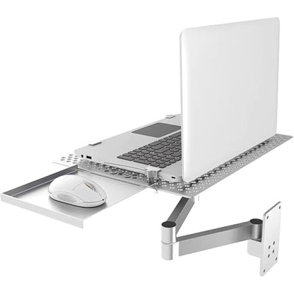 Adjustable Laptop Mount with Mouse Tray,Full Motion Articulating Design for Heat Dissipation and Multi-Angle Rotation, Supports Up to 8KG