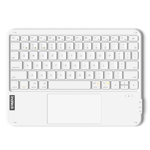 Inateck Ultra-Slim Tablet Keyboard, Trackpad, 228g, Bluetooth 5.3 | For iPad/Tablet/Windows/Laptop/PC, Stable Connection, Ultralight 228g,Portable Wireless QWERTY Keyboard, KB01105,White - color: White