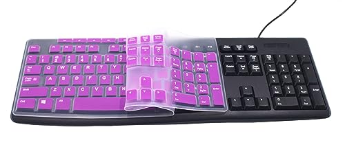 Ultra Thin Desktop PC Silicone Keyboard Cover Skin Protector Compatible for Logitech MK295 MK275 MK270 Wireless Keyboard, Logitech K200 K260 K270 MK200 MK260 Keyboard - Purple - color: Purple