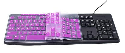 Ultra Thin Desktop PC Silicone Keyboard Cover Skin Protector Compatible for Logitech MK295 MK275 MK270 Wireless Keyboard, Logitech K200 K260 K270 MK200 MK260 Keyboard - Purple - color: Purple