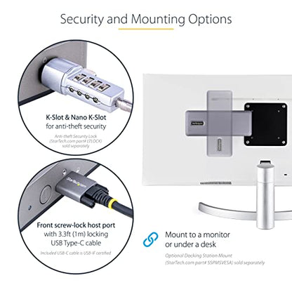 StarTech USB-C Triple 4K30/Dual 4K60 Dock with 7-Port Hub, 60W, WWCB, GbE | Triple-Monitor, Chromebook, Thunderbolt 4, ChromeOS Enterprise, 3.5mm audio, K-Slot, Nano-Slot, mounting holes