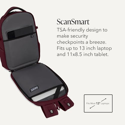 SwissGear 1900 Mini ScanSmart 16-Inch Backpack, Fits Up to 13-Inch Laptop, RFID Protection & ScanSmart TSA-Friendly Compartment, Merlot - color: Merlot