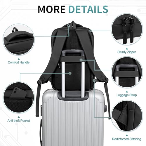 Small Inch Laptop Backpack with USB A/C Port, Slim Water-Resistant Computer Backpack for Work, College and Travel, Black - color: Black