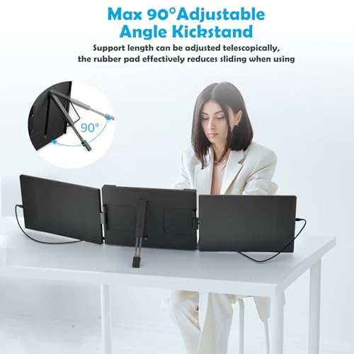 14.1-inch 2K Portable Triple Laptop Monitor Extender (with USB Docking Station) 2240x1400 QHD IPS Foldable Plug and Play Travel Home Office External Screen Compatible with HDMI,USB-A and USB-C - style: 2*14.1" 2K