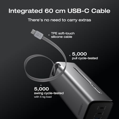 EF ECOFLOW Rapid Pro Power Bank, 20,000mAh 4-Port with 230W Max Output, Portable Charger with 100W Built-in Cable, TSA-Approved, App Control, for MacBook, iPhone 17/16 Series, Laptops, and More - size: Rapid Pro 20K mAh