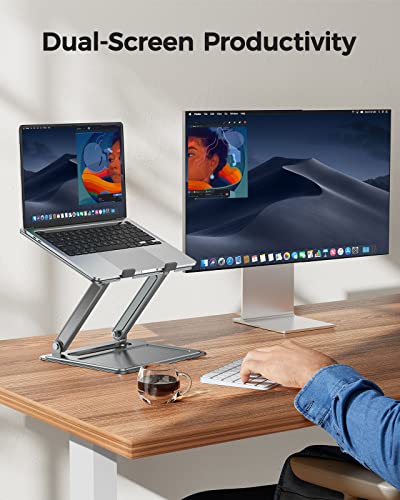 Adjustable Laptop Stand, Portable for 17.3inch Laptops, Holds Up to 17.6lbs, Ergonomic Posture & Heat Dissipation - Gray - color: Gray