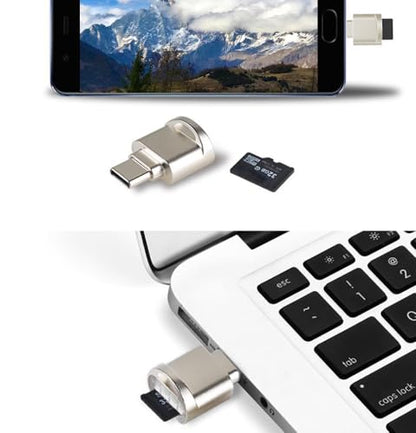 Micro SD Card Reader, USB C to SD Card Reader, Type C TF Memory Card Reader with USB C to USB Adapter, Mepsies USB OTG Card Reader Compatible with iPhone 17/16/15, Galaxy Phones, iPad, MacBook, Laptop