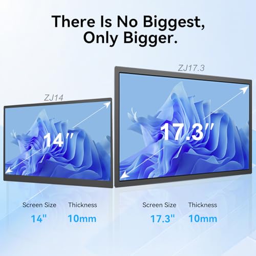 17.3 Inch Portable Monitor, HD+ 1600×900 Resolution, 16:9 Widescreen IPS Display, Ultra-Slim External Second Monitor for Laptop, Phone, PS5, Xbox, Switch, PC (17.3") - size: 17.3"
