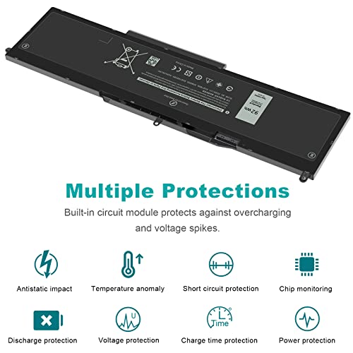 ASUNCELL VG93N 92Wh 6-Cell Laptop Battery Compatible with Dell Precision 15 3520 3530 M3520 M3530 Latitude 5580 5590 5591 E5580 E5590 E5591 Series 0VG93N WFWKK 0WFWKK 11.4V 7666mAh - size: VG93N 12.60 × 6.50 × 0.94 in