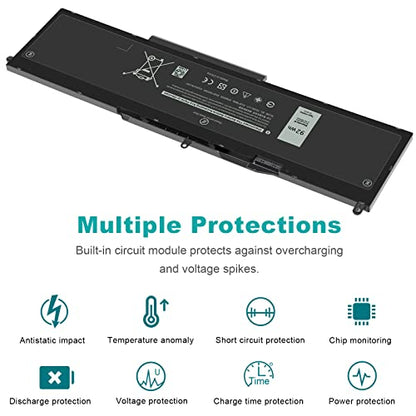 ASUNCELL VG93N 92Wh 6-Cell Laptop Battery Compatible with Dell Precision 15 3520 3530 M3520 M3530 Latitude 5580 5590 5591 E5580 E5590 E5591 Series 0VG93N WFWKK 0WFWKK 11.4V 7666mAh - size: VG93N 12.60 × 6.50 × 0.94 in