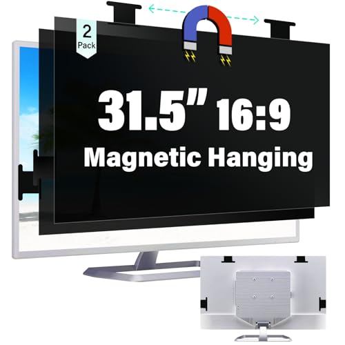 [2 Pack] Magnetic Hanging 31.5 Inch Computer Privacy Screen for 16:9 Aspect Ratio Widescreen Monitor, Removable Eye Protection Anti Glare Blue Light Computer Monitor Privacy Filter - size: [2 Pack] 31.5 inch 16:9