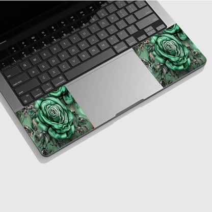 Universal Laptop Skin Sticker with 2 Wrist Pad Skins, Waterproof Scratch Resistant Vinyl Laptop Cover Decal, Cut to Fit for 11–15.6 Inch MacBook HP Dell Lenovo, Green Rose - color: Green Rose