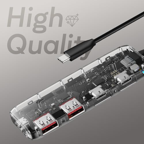 Qeefun USB C Hub 10Gbps, USB 3.2 Hub with 2 USB-C and 2 USB-A Ports, USB 3.2 Gen 2 Splitter with 100W Power Charging Port, USB Port Extender for iPhone, MacBook Air/Pro, Laptops, iPad Pro and More - style: C to 2A2C+PD