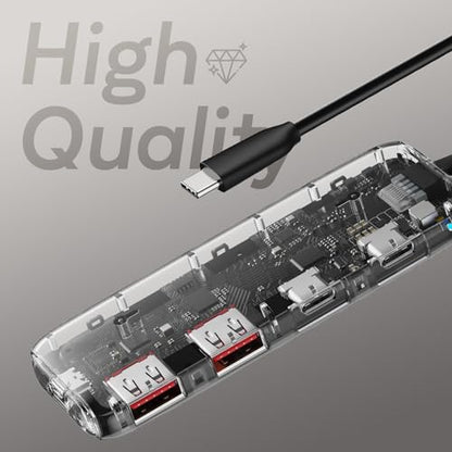 Qeefun USB C Hub 10Gbps, USB 3.2 Hub with 2 USB-C and 2 USB-A Ports, USB 3.2 Gen 2 Splitter with 100W Power Charging Port, USB Port Extender for iPhone, MacBook Air/Pro, Laptops, iPad Pro and More - style: C to 2A2C+PD