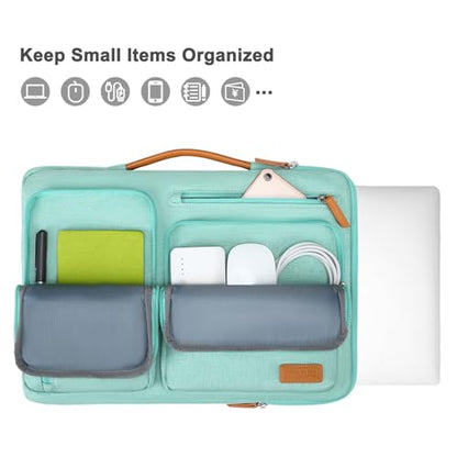 MOSISO 360 Protective Laptop Case 13.3 inch, 13-13.3 inch Laptop Sleeve | Compatible with MacBook Air/Pro 13 / Pro 14,HP Dell Acer ASUS, Side Open Carrying Case with 4 Zipper Pockets, Aqua Green - color: Aqua Green, size: 13.3 inch