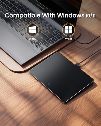 ProtoArc T1 Wired Large USB Trackpad for Windows 11/10, Black | 6.4" surface, high-Precision, multi-touch gestures, plug-and-play, stable wired connection for Computer/Desktop/Laptop.