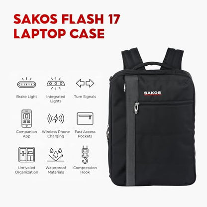SAKOS Flash 3 in 1 Laptop Bag, 15.6 Inch Convertible Messenger, Shoulder Bag & Backpack, Water RepellentTravel Bag, Professional Work Bag for Men & Women, Briefcase with Laptop Compartment - Black - color: 2. Flash - Black/Grey