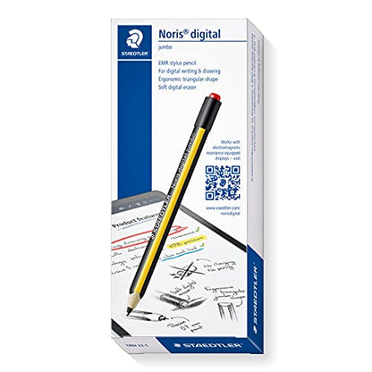 STAEDTLER Noris Jumbo Digital Stylus Pen with Eraser for Touchscreens: No Charging, Thick Triangular Barrel for Comfort, Works with Samsung Galaxy Tab, Kindle Scribe & More, Replacement Nibs & Tool