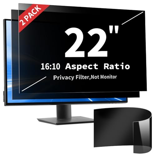 2 Pack 22 Inch Privacy Screen Filter for 16:10 Curved and Flat | Removable Anti Glare & Blue Light & UV Reduces Eye Strain, ±30° Privacy Filter for Monitors Keeps Data Safe, Lightweight - size: 2 Pack-22''Monitor Screen Protector (16:10)