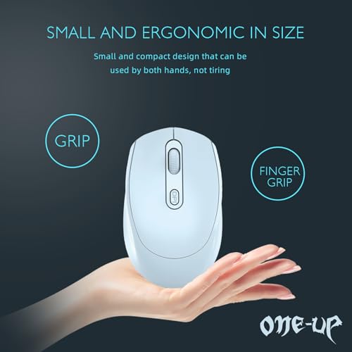 ONE-UP Wireless Mouse, 2.4G, Silent, USB Nano Receiver for Laptop, Chromebook, PC, Mac, Windows and School Work (Blue) - color: Blue