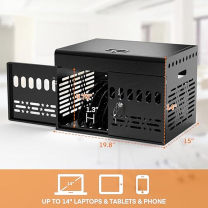 12-Device Tablet Charging Station Lock Box, Computer Cabinet with 2 Keys – Multi-Device Charging Cabinet for iPads, Chromebooks, Fire HD & Phones – Office, School, Hospital (Black),Fully Assembled - size: 12 Tablet/Chromebook(Black)