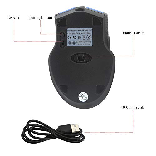 Bluetooth Wireless Mouse,Rechargeable Silent Mouse with Blue Light,1000 DPI 4 Buttons Mice for Notebook PC Laptop Computer Windows/Android Tablet/Microsoft/MacBook Pro (Blue)