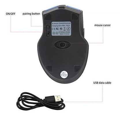 Bluetooth Wireless Mouse,Rechargeable Silent Mouse with Blue Light,1000 DPI 4 Buttons Mice for Notebook PC Laptop Computer Windows/Android Tablet/Microsoft/MacBook Pro (Blue)
