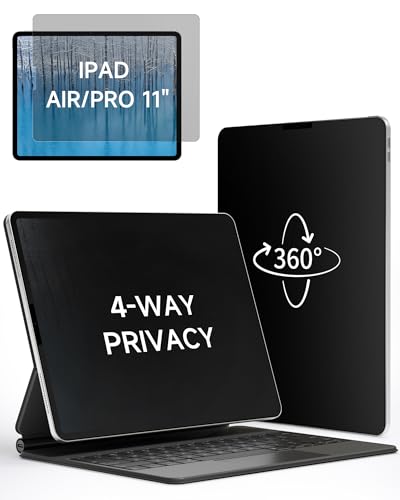 IPROKKO 360° Privacy Matte Screen Protector for iPad Air 11 inch 4th/5th Generation & iPad Pro 11in 2/3/4 gen (2018-2022, M1/M2),4 Way Anti Spy Glare Blue Light Tablet Screen Protector Filter [Compatible with Apple Pencil & Face ID, Case Friendly] - size: