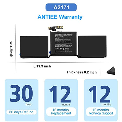 ANTIEE A2159 A2289 A2338 Battery Replacement, A2171/ A1713 Battery for MacBook Pro 13-Inch 2019 2020 (M1) EMC 3301 3456 3578 MUHN2 MUHP2 MUHQ2 MUHR2 MXK62 MYDA2 MYD82 MYD92 MYDC2 MXK52 MXK32 MXK72 - size: 11.3*4*0.16inch A2171