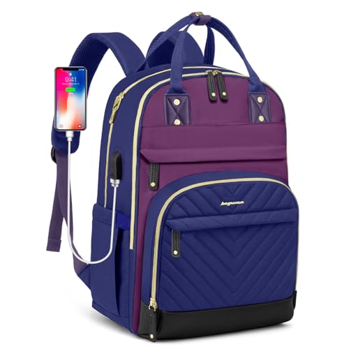 Laptop Backpack for Women Work Bag - 15.6 inch Travel Backpack Purse with USB Charger College Bookbag Waterproof Cute Casual Daypack Fashion Business Computer Backpacks for Teacher Nurse Purple Blue - color: 33-purple Blue, size: 15.6 Inch