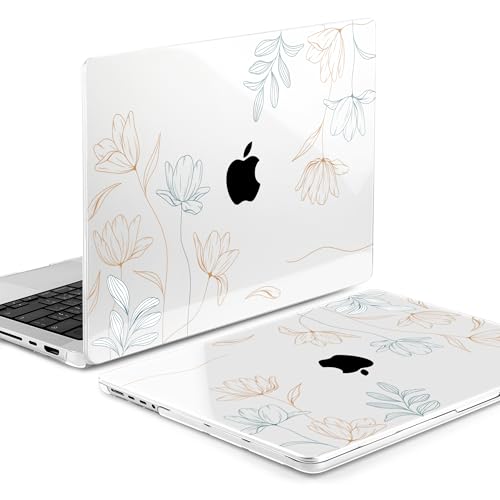 MEEgoodo Compatible with MacBook Pro 14 inch Case (M5/M4/M3/M2/M1) Pro/Max 2026 2025 2024 2023 2021, Case Fit Model A3427/A3426/A3434/A3112/A3401/A3185/A2918/A2992/A2779/A2442, Engraving Floral - color: Engraving Floral