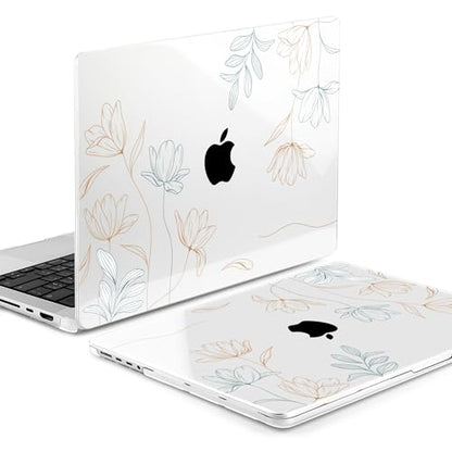 MEEgoodo Compatible with MacBook Pro 14 inch Case (M5/M4/M3/M2/M1) Pro/Max 2026 2025 2024 2023 2021, Case Fit Model A3427/A3426/A3434/A3112/A3401/A3185/A2918/A2992/A2779/A2442, Engraving Floral - color: Engraving Floral