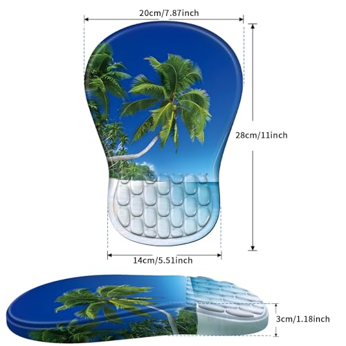 YIWEI Ergonomic Mouse Pad with Wrist Rest for Carpal Tunnel Pain Relief | Memory Foam Wrist Support,Non-Slip Rubber Base, Keyboard Computer Mousepad,Lycra Cloth Surface,Gaming Home Office - color: Beach-3