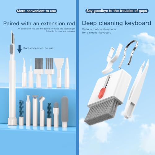 DAPOWER 32-in-1 Keyboard Cleaning Kit for MacBook Laptop Computer, Earbud Cleaner Kit for Airpod Earphones, Multi-Function PC Electronic Cleaner Kit for iPhone Cell Phone Camera (White) - color: White