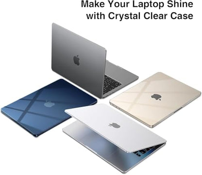 EooCoo Case for MacBook Air 15 inch M5 M4 M3 M2 2026-2023, Crystal Clear | Easy to Install, Sturdy, Plastic Hard Shell Case & Keyboard Cover & Screen Protector, Model: A3448 A3241 A3114 A2941 - color: Crystal Clear