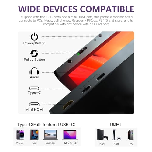 16 Inch 120Hz Portable Gaming Monitor, 100% sRGB 2.5K QHD 400nits Portable Monitor with HDR, Ultra Slim, Eye Care, External Second Screen for Laptop/PC/PS5/Mac/Xbox