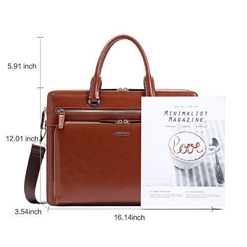 BOSTANTEN Briefcases for Men Messenger Bag Genuine Leather Laptop Bag 15.6 inch Office Work Tote for Buisness Travel - color: A-brown