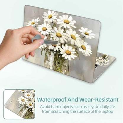 Universal Laptop Skin Decal, 3-Piece Vinyl Protector for 12 13 14 15.6" Notebook, Waterproof Anti-Scratch, Easy Trim & Bubble-Free Finish, Glass Vase Filled with White Daisies - color: Glass Vase Filled with White Daisies