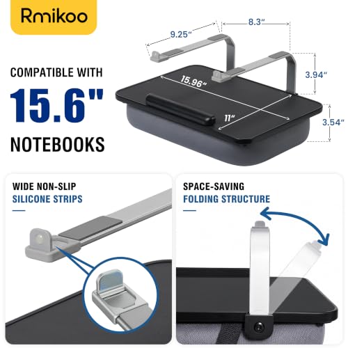 Rimkoo Elevated Lap Desk for 15.6" Laptop, 2-in-1 Dual Laptop Stand with Pillow Cushion, Lightweight Lap Tray for Couch & Bed, Ergonomic Design for Stable Typing & Relaxed Posture, Black