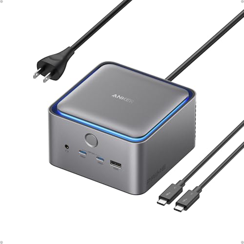 Anker Prime TB5 Docking Station, 14-in-1 Thunderbolt 5 Dock for Laptops | 120Gbps Max Data Transfer, Up to 8K, Dual Display, 140W Max Charging, Ethernet, SD/TF, Cooling System, for TBT 5/4 Laptops